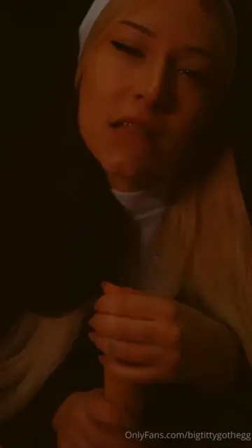 BigTittyGothEgg Blowjob Nun Role Play OnlyFans Video Leaked - Image 6