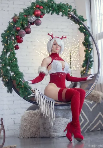 Enji Night Lingerie Xmas 2B Cosplay Onlyfans Set Leaked - Image 16