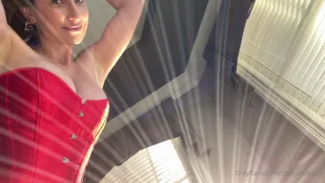 Christina Khalil Red Corset Onlyfans Video Leaked - Image 3
